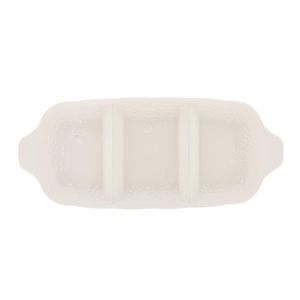 Petisqueira De Porcelana New Bone Com 3 Divisórias Butterfly Flower 34x14,5x3,5cm Lyor