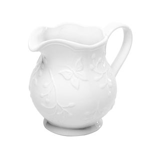 Leiteira De Porcelana New Bone Butterfly Flower Branca 250ml Lyor