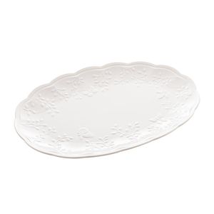 Travessa De Porcelana New Bone Butterfly Flower 31,5x21x2,5cm Lyor
