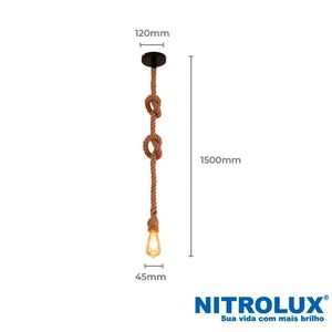Pendente Corda 1,5M E27X1 - 5242 - Nitrolux