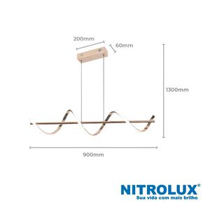 Pendente Led 30W LP600A 3 Em 1 Dourado - 5912 - Nitrolux