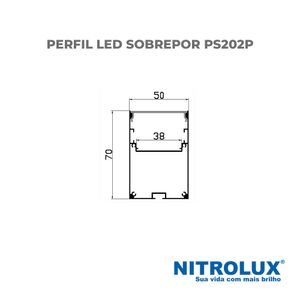 Luminária Perfil Sobrepor PS202P 2M 50X70MM - 5940 - Nitrolux