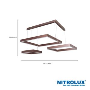 Pendente LED Squares-001M 90W Luz Amarela 3500K - 6041 - Nitrolux