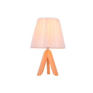 Abajur em Madeira e Cúpula em Tecido E27X1 Classic-003B Branco 25X40CM - Nitrolux