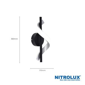 Arandela de Sobrepor em LED La601S 10W 4000K Preta - 6128 - Nitrolux