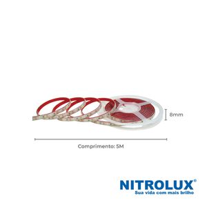 Fita LED 5M 120 Lúmens Luz Branca Quente 27000K - 5785 - Nitrolux