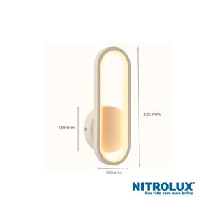 Arandela em LED Aln101B 12W 3000K Branca - 6220 - Nitrolux