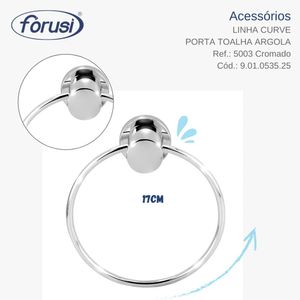 Porta toalha argola curve cromado Forusi