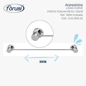 Porta toalha reto curve cromado Forusi