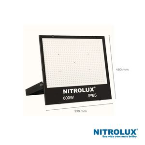 Refletor LED Slim LB01 600W Luz Branca 6500K Preto - 5962 - Nitrolux