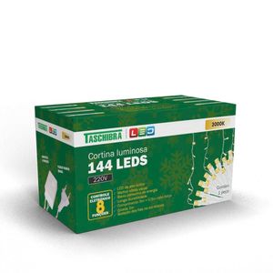 Cortina Luminosa 144 Leds 8 Funções Isol Branco 220V Taschibra