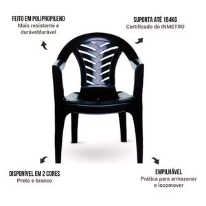 Poltrona em PVC Tambaba Preta - Plastex