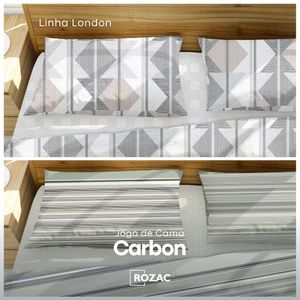 Jogo De Cama Sortido Carbon 150 fios Queen 240X260cm 100% Algodão London Rozac