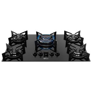 Cooktop a Gás 5 Bocas Tripla Chama Fit Line Trempe Iron Preto - Fischer