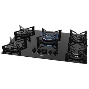 Cooktop a Gás 5 Bocas Tripla Chama Fit Line Trempe Iron Preto - Fischer