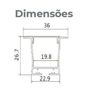 Perfil de Embutir para Fita LED PE011 3M 36X26,7MM - 6143 - Nitrolux