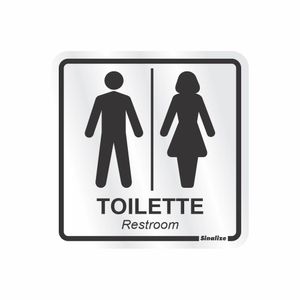 Placa De Sinalizacao - Toilette - Preto Aluminio 15x15 cm Sinalize