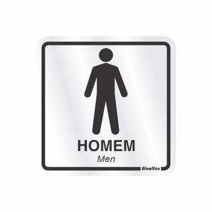Placa De Sinalizacao - Sanitario Masculino - Preto Aluminio 15x15 cm Sinalize