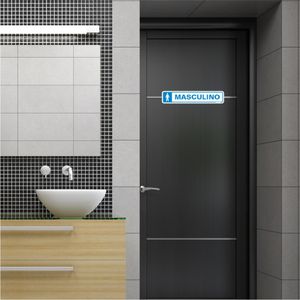 Placa De Sinalizacao - Toilette Masculino - Azul Poliestireno 5x25 cm Sinalize