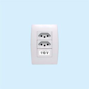 Placa De Sinalizacao - Etiqueta De Voltagem 110 Volts - Preto Poliestireno 4x1.5 cm Contendo 16 pecas Sinalize