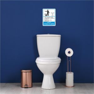 Placa De Sinalizacao - Procedimento Sanitario Masculino - Preto e Azul Poliestireno 15x20 cm Sinalize