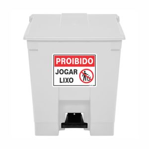Placa De Sinalizacao - Proibido Jogar Lixo - Preto e Vermelho Poliestireno 15x20 cm Sinalize