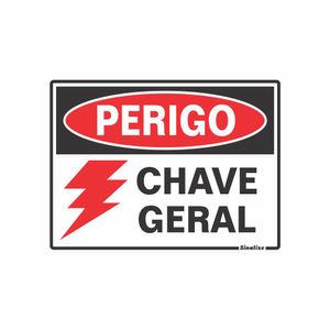 Placa De Sinalizacao - Perigo Chave Geral - Preto e Vermelho Poliestireno 15x20 cm Sinalize