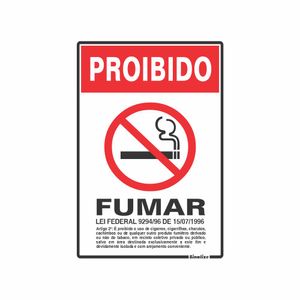 Placa De Sinalizacao - Proibido Fumar Lei Eleitoral - Preto e Vermelho Poliestireno 20x30 cm Sinalize