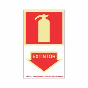 Placa De Sinalizacao - Extintor - Combate a Incendio - Vermelho com Fotoluminescente PVC 20x30 cm Sinalize