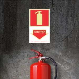 Placa De Sinalizacao - Extintor - Combate a Incendio - Vermelho com Fotoluminescente PVC 20x30 cm Sinalize