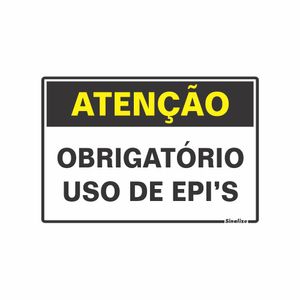 Placa De Sinalizacao - Atencao Obrigatorio Uso de EPIs - Amarelo e Preto Poliestireno 20x30 cm Sinalize
