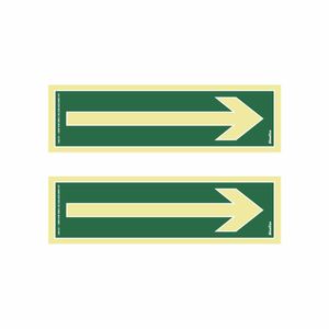 Placa De Sinalizacao - Direcao De Rota De Saida - Verde com Fotoluminescente PVC 7x20 cm Sinalize