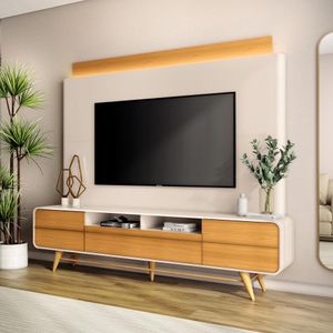 Rack Com Painel Offwhite|Cinanomo 191X220cm Nobre Hb Móveis