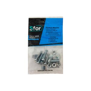Parafuso Maquina Redonda 1/4X1 + Porca E Arruela - 5 Pc 293 Sfor