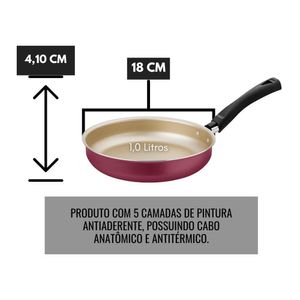 Frigideira Reta Nº18 Cereja Creme Luz Aluminio