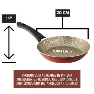 Frigideira Francesa  Nº20 Vermelho Creme Linha Capri Luz Aluminio