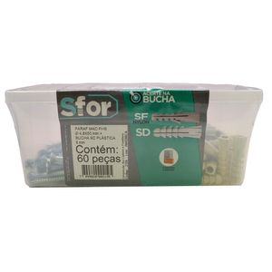 Parafuso Madeira Phs 4,8X50 + Bucha Sd Plastica 8 Mm (Caixa Profissional) - 60 Pc 2709 Sfor
