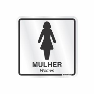 Placa De Sinalizacao - Sanitario Feminino - Preto Aluminio 15x15 cm Sinalize
