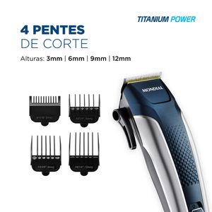 Cortador De Cabelos Titanium Power Azul/Prata 10W 220V - CR-09M - Mondial