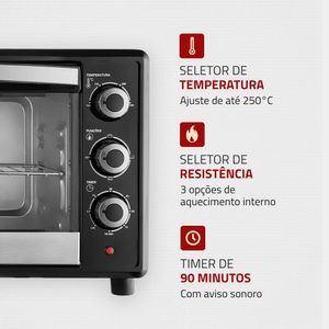 Forno Elétrica Family II 42 Litros Preto/Inox 1600W 220V - FR-42 - Mondial
