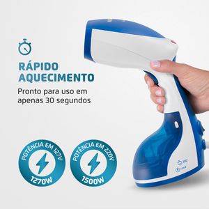 Vapor de Roupa Portátil Fast Steam Branco/Azul 1500W 220V - VP-09 - Mondial