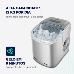 Máquina de Gelo Turbo Ice Premium Capacidade Ate 12Kg Cinza 130W 220V - MG-12-GI - Mondial