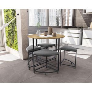 Mesa Com 4 Bancos Estofados Freijó/Preto Fosco Kappesberg