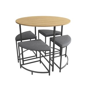 Mesa Com 4 Bancos Estofados Freijó/Preto Fosco Kappesberg