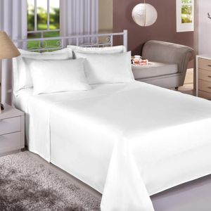 Jogo De Cama King Size Duplo Com Elástico Premium 200 Fios Branco 100% Algodão Estamparia