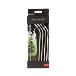 Conj Canudos De Metal C/Limpador 4 Pcs Hasiera