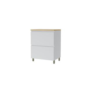 Balcão de Cozinha com Porta Basculante e Gaveta Rainha Nature/Branco 70CM - Nesher