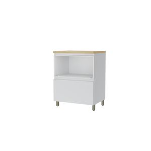 Balcão de Cozinha com Porta Basculante e Gaveta Rainha Nature/Branco 70CM - Nesher