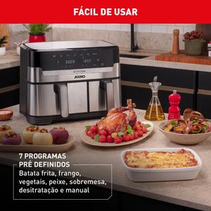Fritadeira Elétrica Dual 8,3L Digital 1800W Inox/Preto 220V - AFD2 - Arno