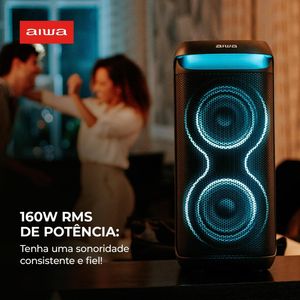 Caixa de Som PartyBox Bluetooth 160W Rms Funcao Tws Led e 8 Horas de Bateria Preto Bivolt - Aws-PB-08 - Aiwa